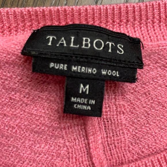 Talbots pink crew neck long sleeve merino wool knit sweater MED - Picture 13 of 16